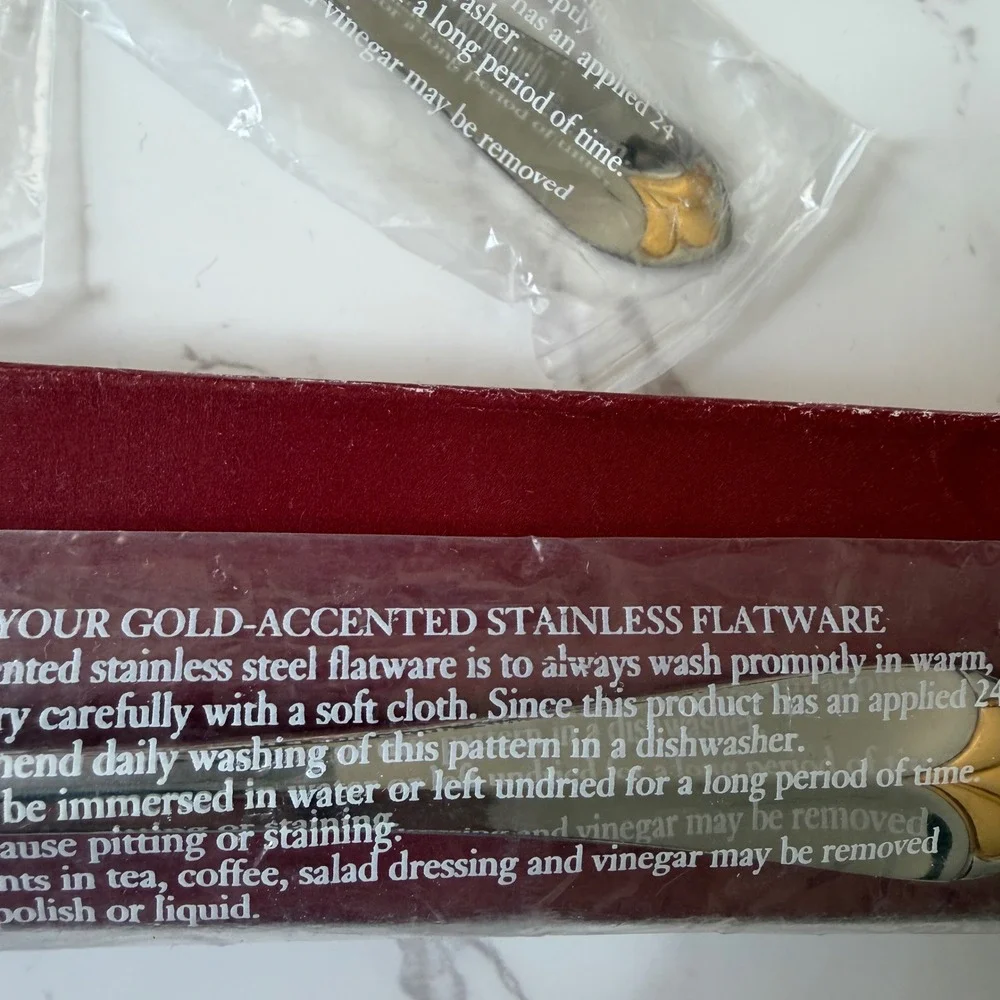 Gorham Golden Legacy Stainless Flatware Gold Accent 7 Piece Lot 9927510 Korea